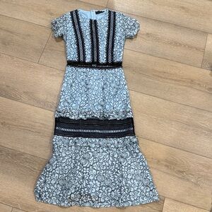 PrettyLittleThing Light Blue Lace Midi Dress XS like new asos
